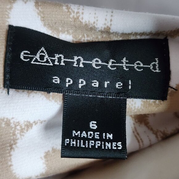 CONNECTED APPAREL Tan White Short Sleeve Pullover Dress Womens Size 6 - Picture 5 of 7